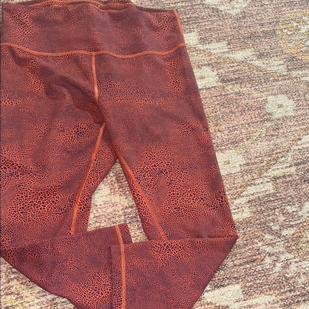 Lululemon wunder train high rise tight crackle glaze vintage orange size 14